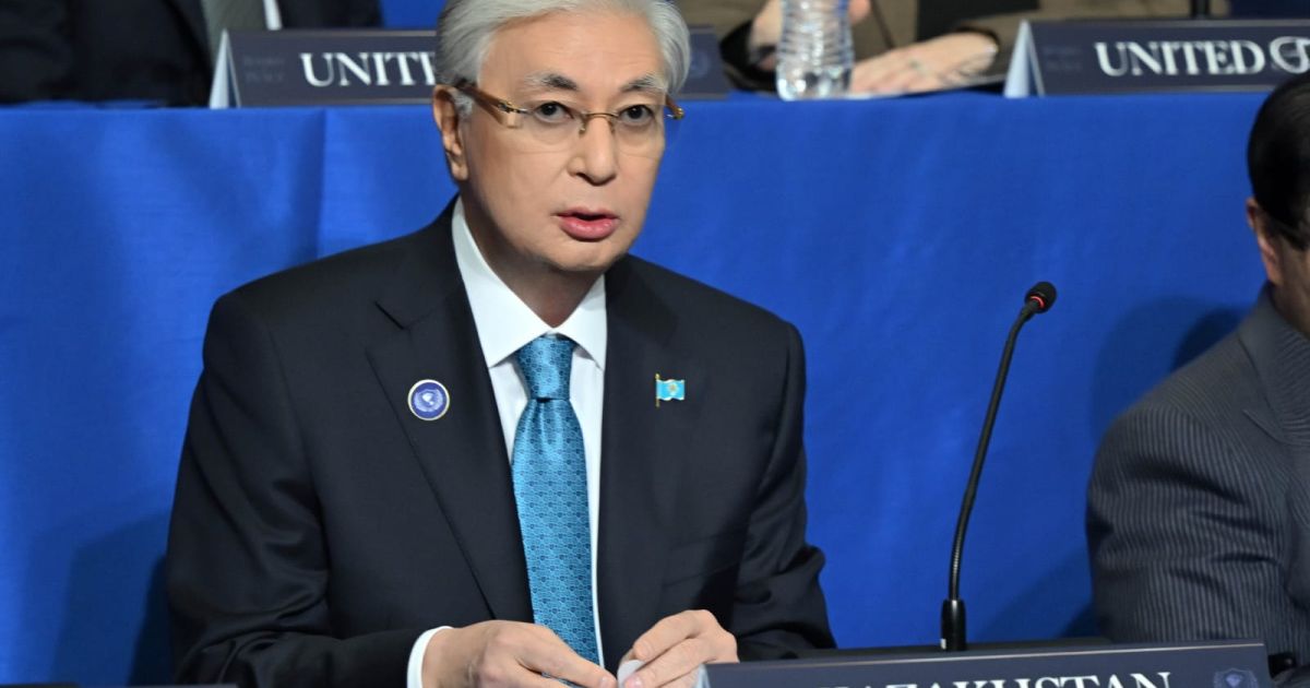 President Passim-Jomart Tokayev of Kazakhstan speaks at the first meeting of the Board of Peace in Washington DC on Thursday, 19 February 2026 (Photo/Press Office of President of Kazakhstan)